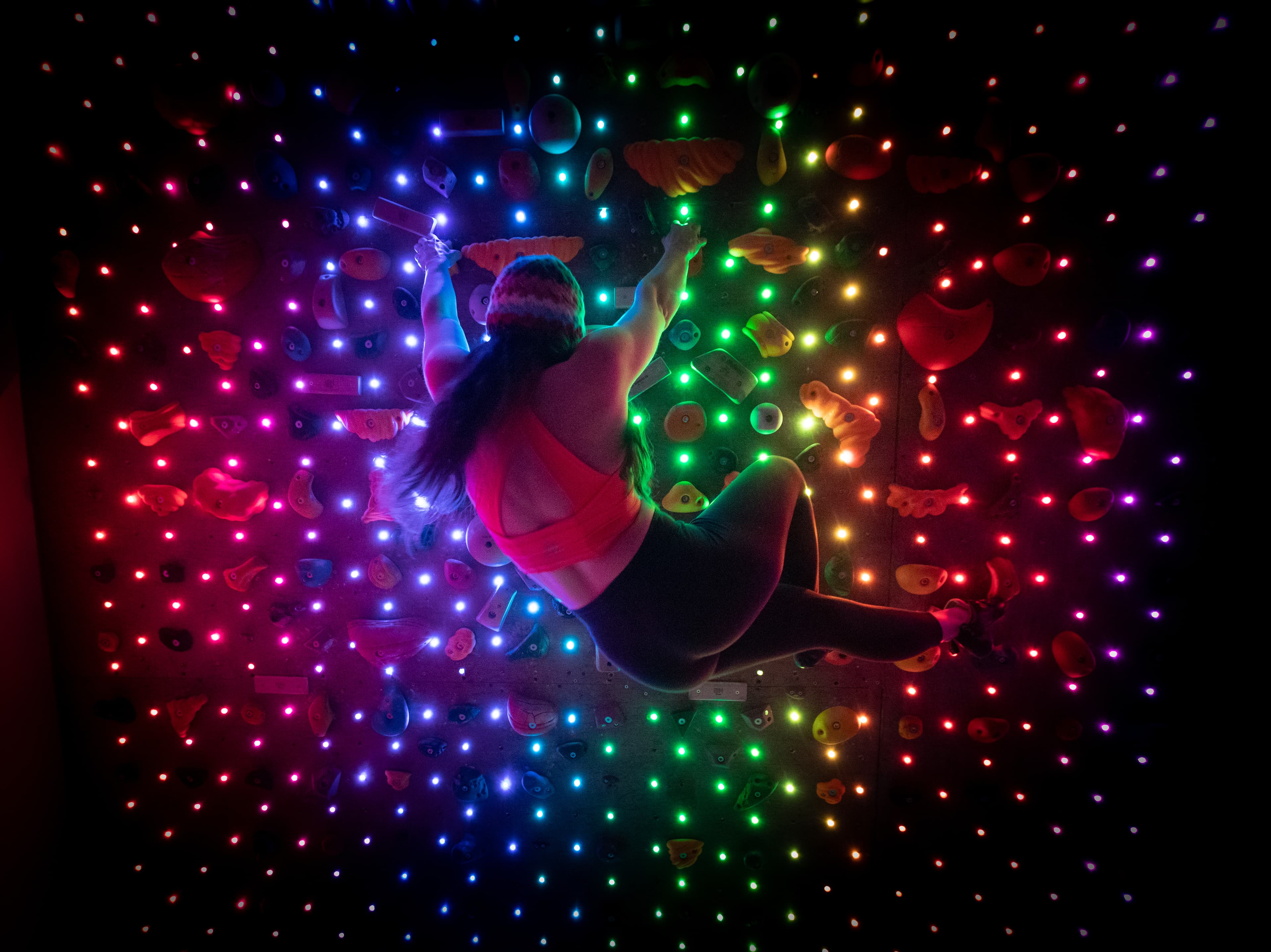 Illuminated climbing wall