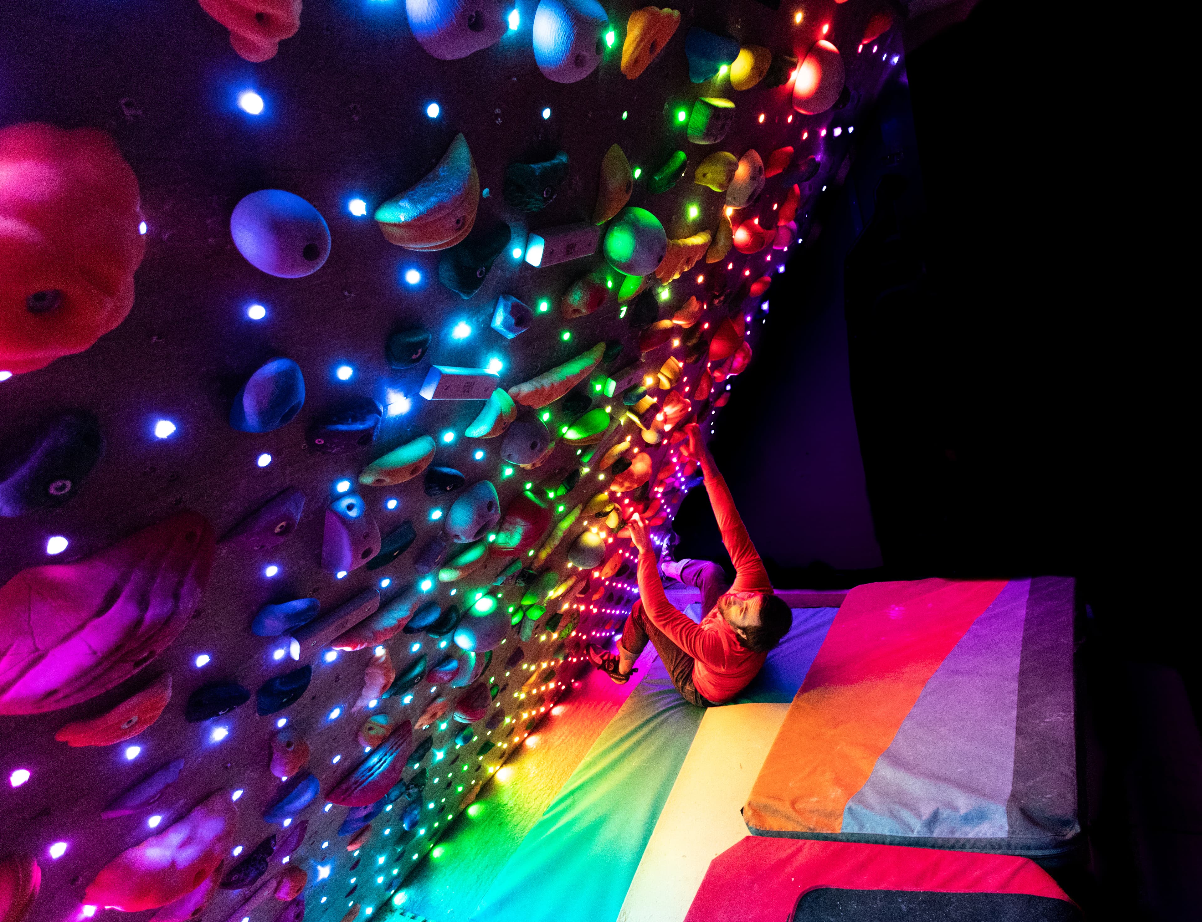 Illuminated climbing wall