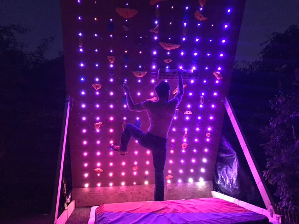 Illuminated climbing wall